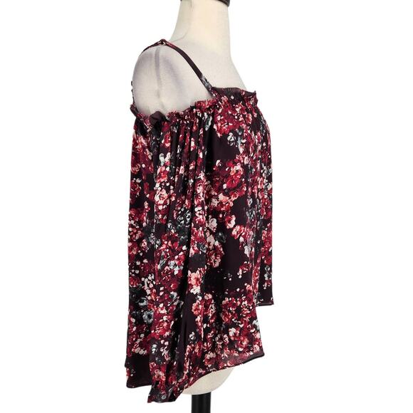 Parker Silk Floral Print Cold Shoulder Blouse Size Small - Picture 5 of 7
